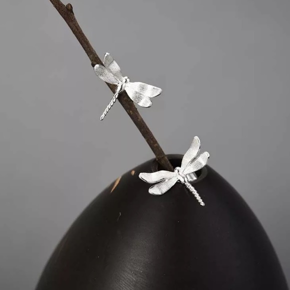 Artisan Handmade 925 Silver Gold Dragonfly The Zocah Dainty Earrings - Picture 2 of 10